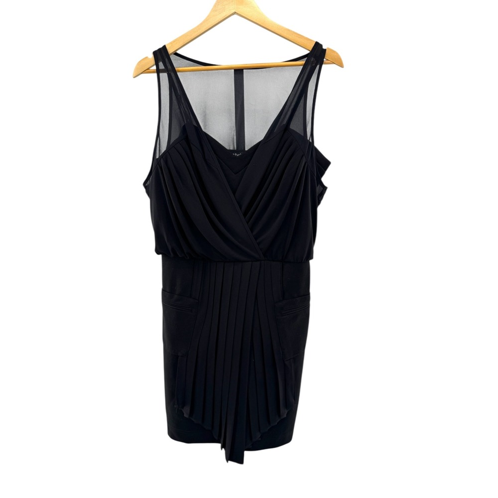 Black Sleeveless‎ Sheer Neckline Ruched Sheath Dress WAREHOUSE UK12